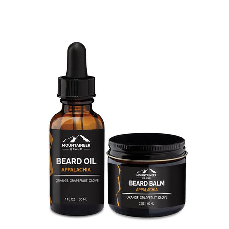 Mountaineer Brand Products Organic Beard Oil and Beard Balm Combo made with all-natural ingredients, perfect for men's care.