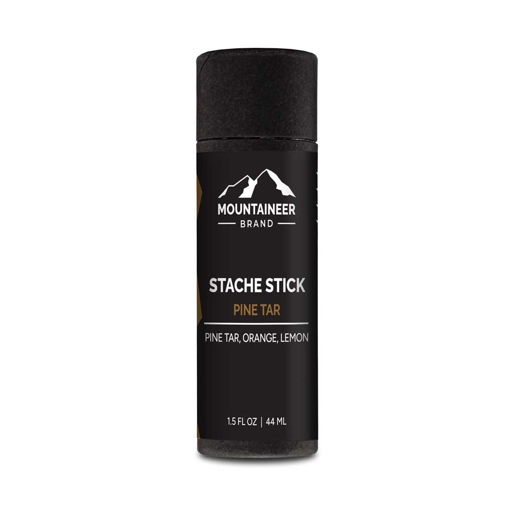 A bottle of Mustache Wax - 9 Scents Available by Mountaineer Brand Products on a white background.