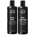 Two bottles of Mountaineer Brand Products' Beard Wash and Beard Conditioner Combo, perfect for the eco-conscious individual.