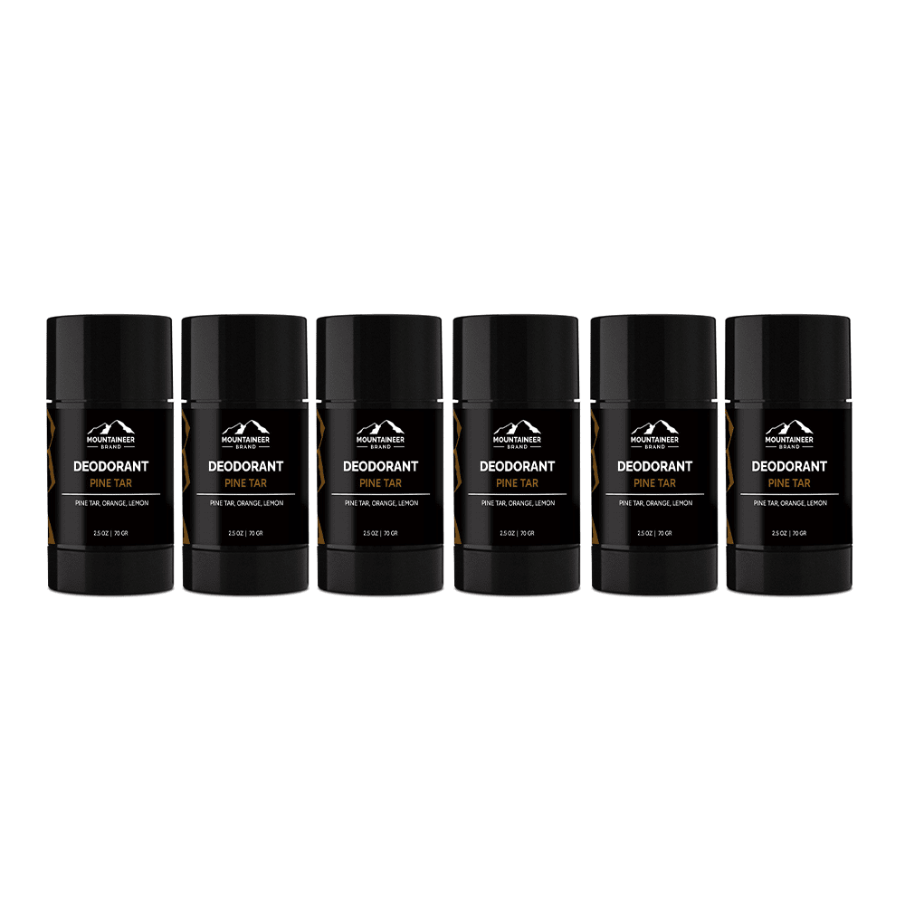 A Natural Deodorant 6-Pack by Mountaineer Brand Products on a white background.