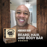 Mountaineer Brand Products' Beard Hair and Body Bar - available in 9 scents - is made with organic and all-natural ingredients, ensuring no chemicals are used.