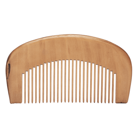 An all natural Mountaineer Brand Products Wooden Beard Comb on a white background.